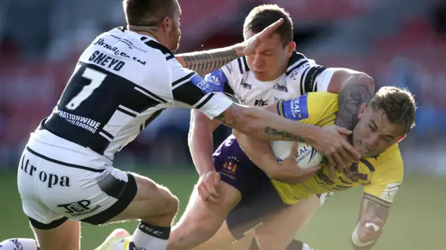 Wigan Warriors' Sam Powell scores their first try