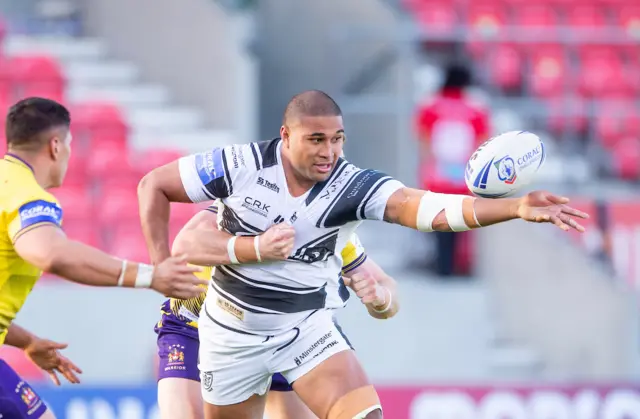 Hull FC's Tevita Satae loses the ball