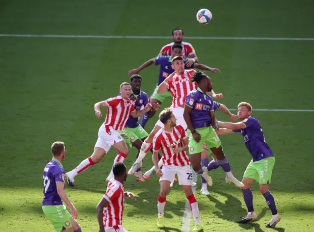 Danny Batth heads over for Stoke