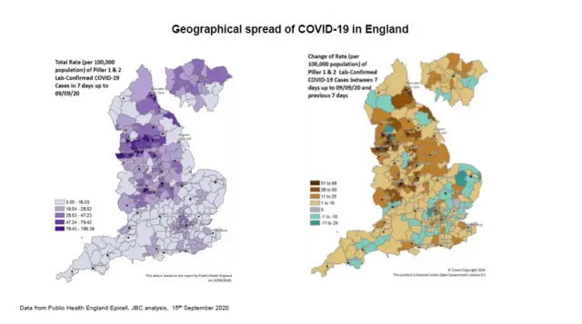 Map showing virus rates across country