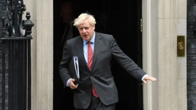 Boris Johnson leaves for the Commons