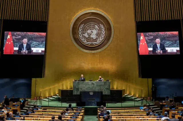 Chinese President Xi Jinping addresses the UN General Assembly on 22 September 2020