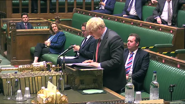 Boris Johnson addressing Commons