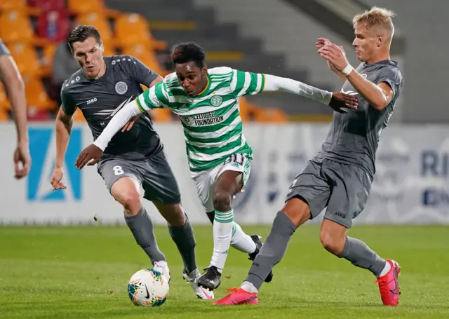 Jeremie Frimpong was Celtic's main attacking outlet in Latvia