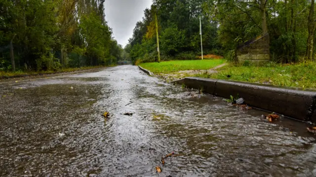 A wet road in Ripley