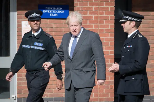 Boris Johnson meeting police recruits in Northamptonshire