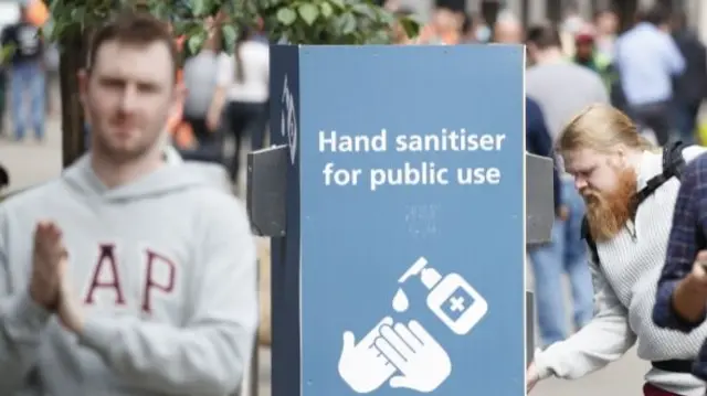 Hand sanitiser dispenser in Leeds