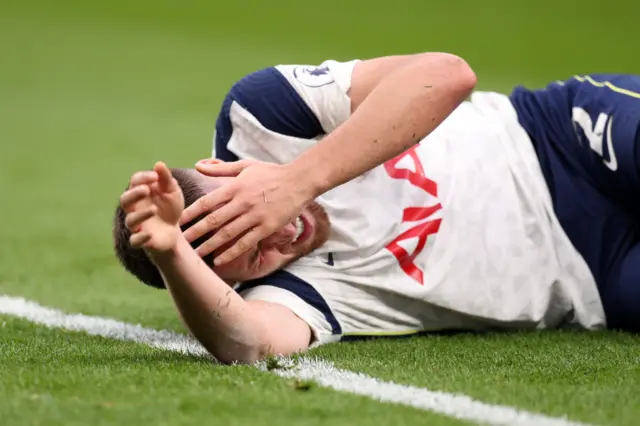 Spurs' Matt Doherty holds his head