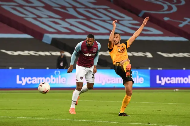 Sebastien Haller scores West Ham's fourth goal against Wolves