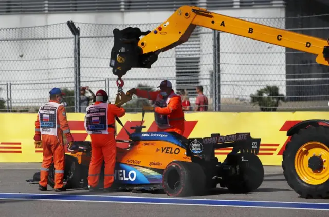 Sainz car os towed away