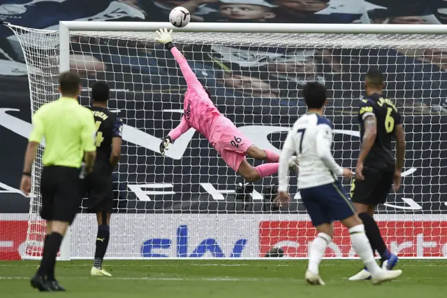 Tottenham's Son Heung-min hits the bar against Newcastle