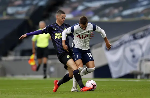 Tottenham's Giovani La Celso and Newcastle's Miguel Almiron