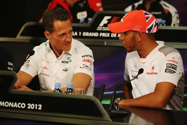 Michael Schumacher and Lewis Hamilton