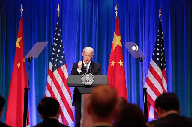 Joe Biden speaks at a business leader breakfast at the St. Regis Beijing hotel on 5 December, 2013 in Beijing, China