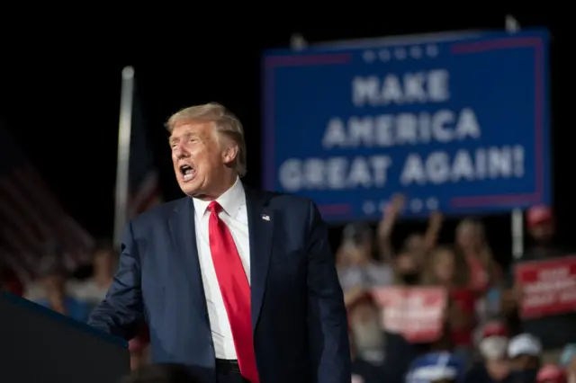 Donald Trump at a campaign rally Winston Salem, North Carolina in August 2020