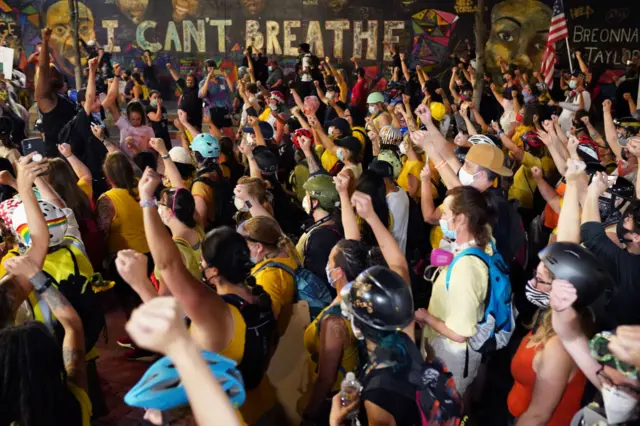 Protestors in Portland, US