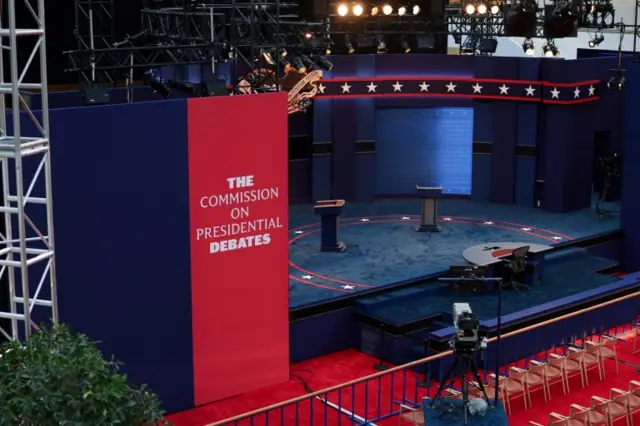 Stage in Cleveland, Ohio before the first presidential debate