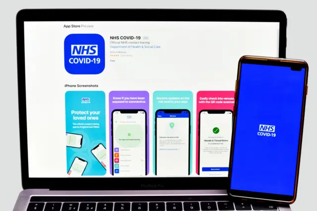 Phone showing NHS Covid-19 app for England and Wales