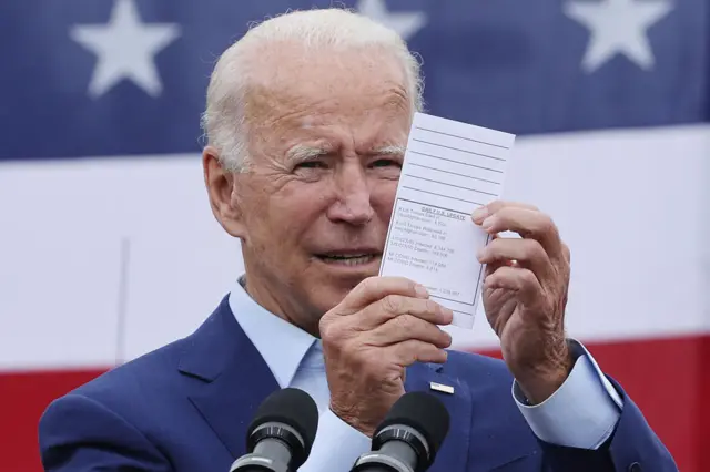 Joe Biden at a campaign event in Warren, Michigan in September