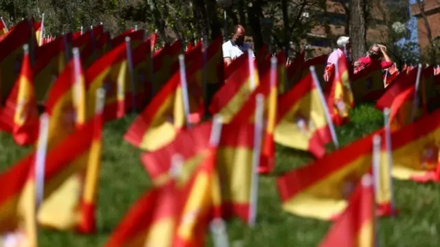 Flags in Spain in remembrance of people who've died of Covid-19