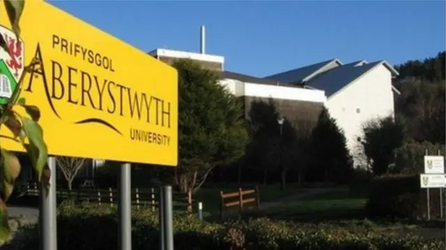 The sign for Aberystwyth University