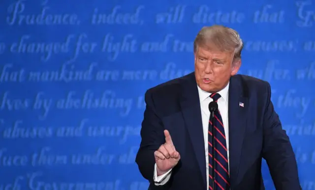 US President Donald Trump speaks during the first presidential debate at Case Western Reserve University and Cleveland Clinic in Cleveland, Ohio, on September 29, 2020