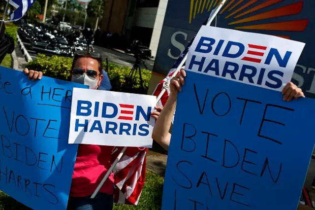 Supporters of Democratic presidential candidate Joe Biden