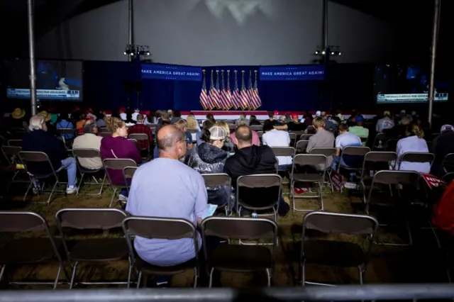 Supporters watch a streaming of the first presidential debate from Lititz, Pennsylvania