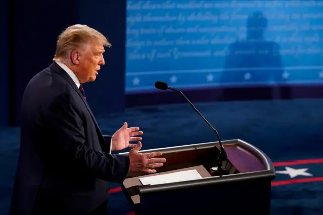 US President Donald Trump participates in the first 2020 presidential campaign debate