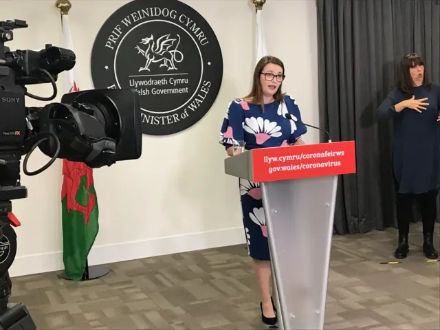 Kirsty Williams was taking the Welsh Government's coronavirus briefing