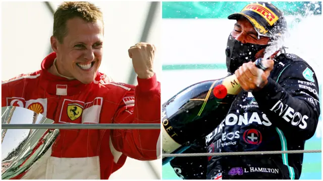 Michael Schumacher and Lewis Hamilton