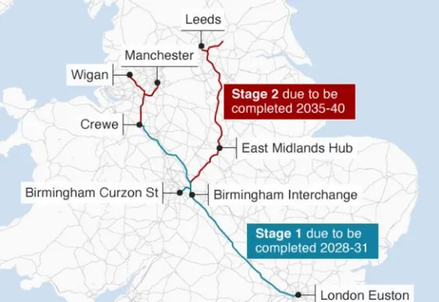 Map of HS2 route