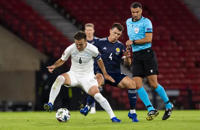 Ryan Jack playing for Scotland against Israel