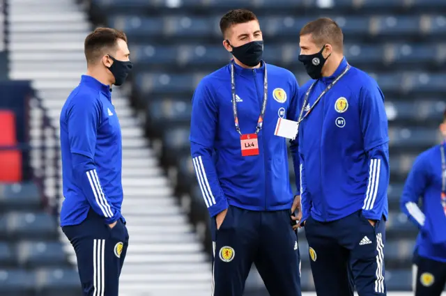 Scotland players on the pitch