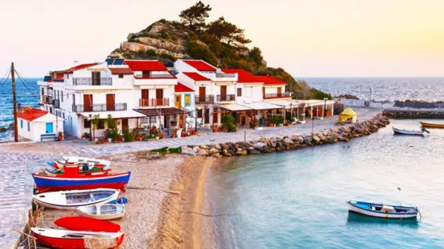 Fishing boats and a beach in Greece