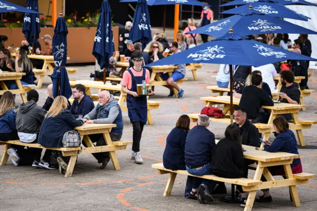 Socially-distanced beer garden