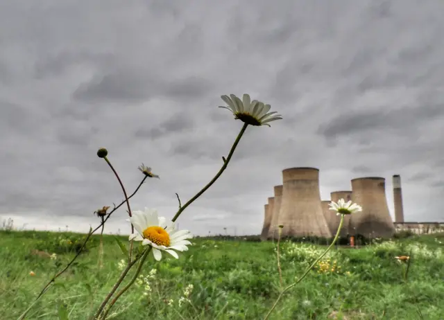 Power station under grey skies