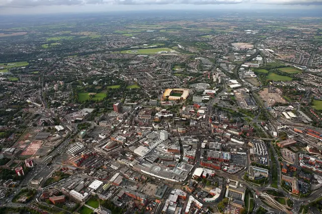 Aerial view of Wolverhampton