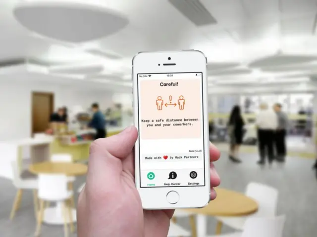 A picture of the app on a phone