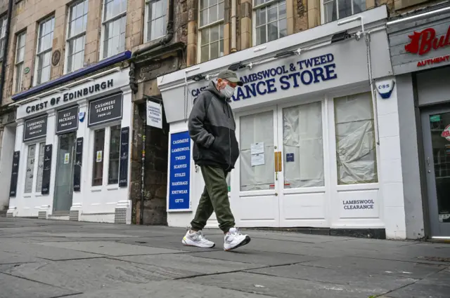 Man in front of closed shop