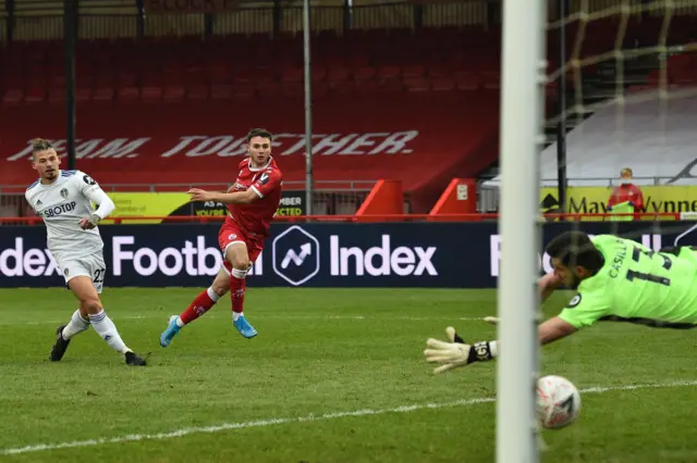 Crawley score their second goal against Leeds