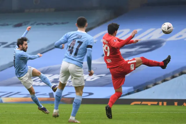 Bernardo Silva scores Man City's first goal against Birmingham City