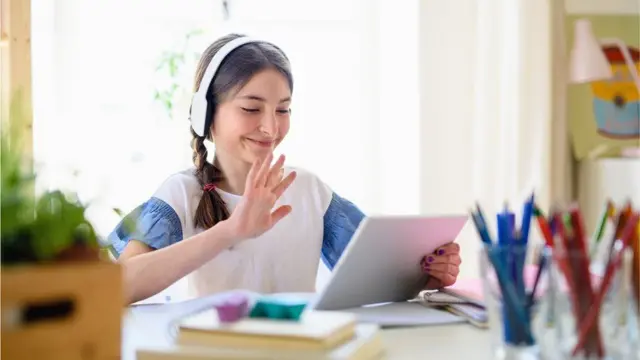 A child using a tablet