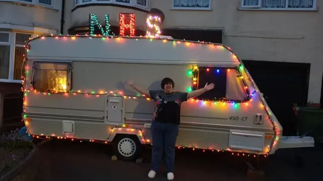 Sarah Link and her caravan