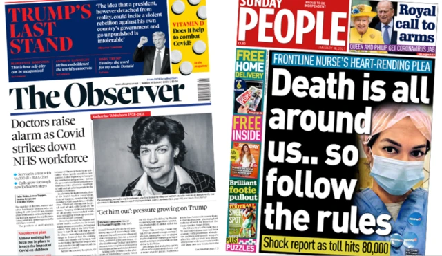 Observer and Sunday People front pages