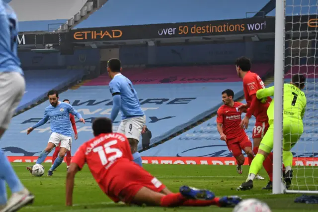 Bernardo Silva scores Man City's second goal against Birmingham