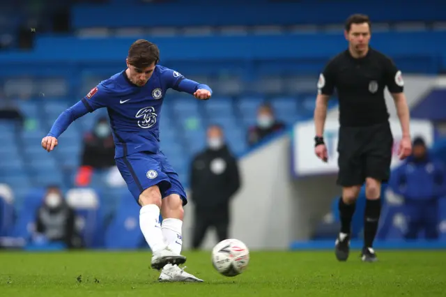 Mason Mount scores Chelsea's first goal against Morecambe in the FA Cup