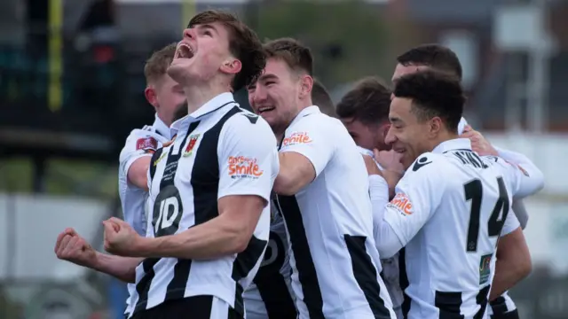 Chorley celebrate scoring against Derby