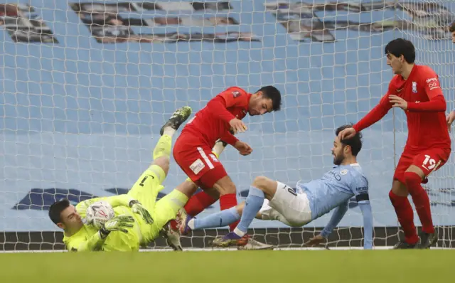 Birmingham City's Andres Prieto in action with Manchester City's Bernardo Silva