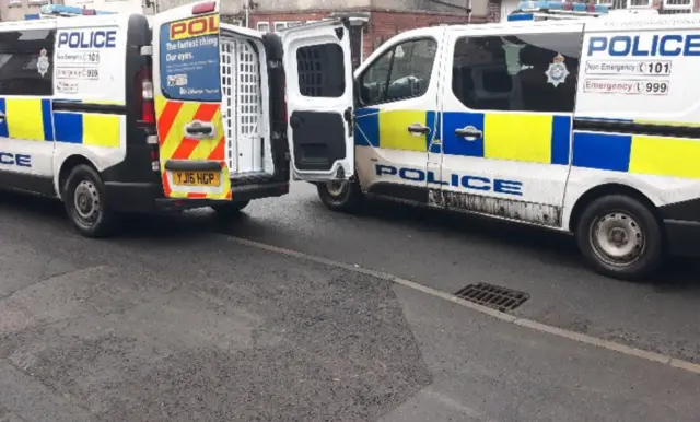 Police vans on Fourth Avenue, York